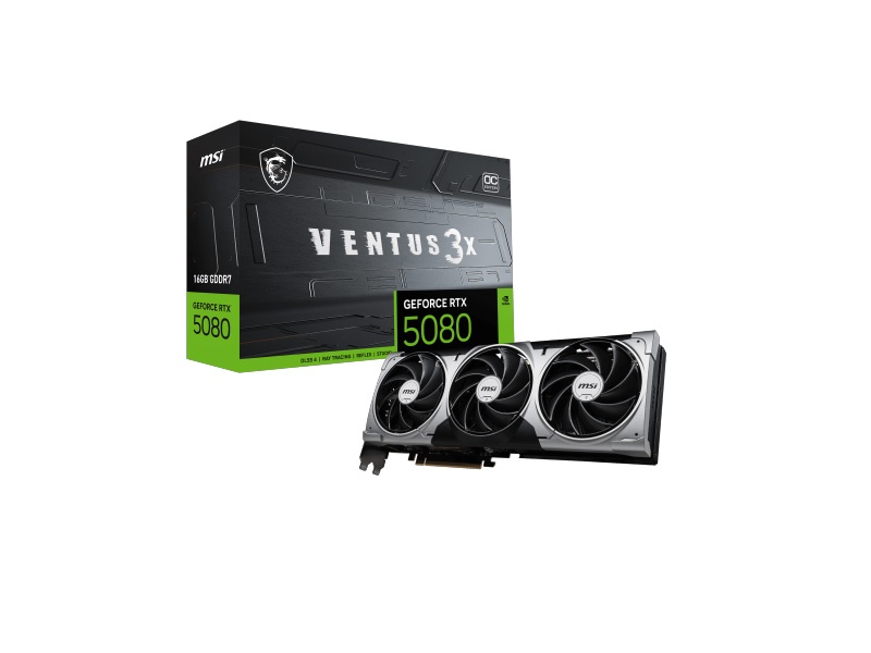 MSI VGA GEFORCE RTX 5080 16G VENTUS 3X OC RTX5080 16GB GDRR7 256 B DX12 PCIE 5.0 X16 (3XDP 1XHDMI)